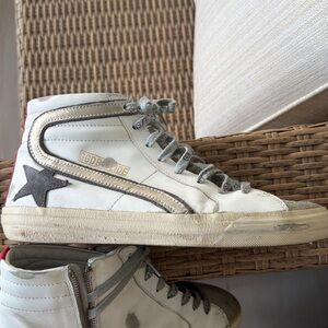 Golden Goose White and Black High-Tops
